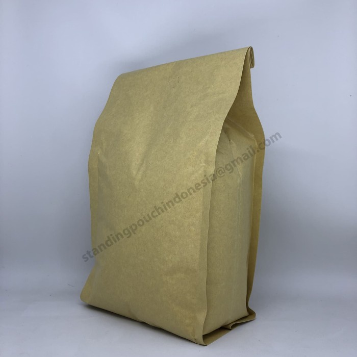 

vf0100f Kemasan Kopi Gusset Quad Seal 1Kg ( Valve ) - Paper Kraft *Premium* Ds20X11