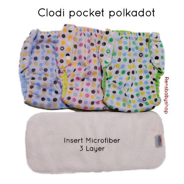 Clodi POCKET POLKADOT popok plastik kain kancing cuci ulang pampers