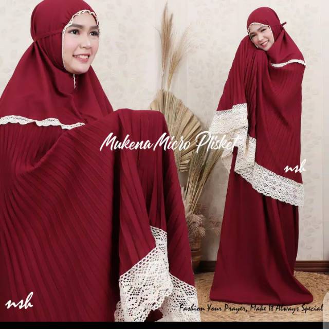 PLISKET MUKENA DEWASA MIKRO PLISKET RENDA RAJUT by NSH