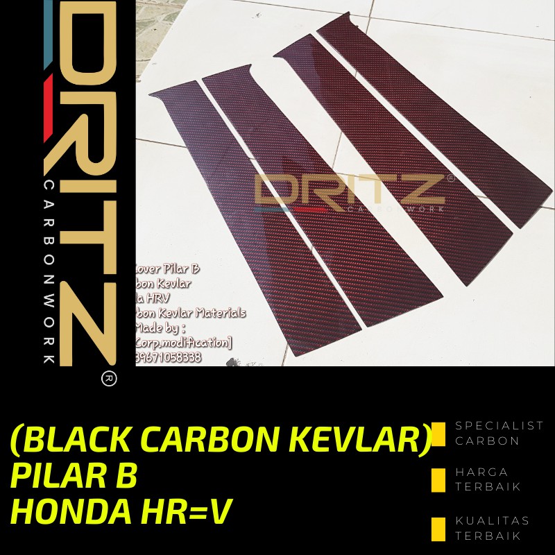 Carbon Cover PILAR B BLACK CARBON KEVLAR HONDA HRV Aksesoris Eksterior Karbon Hitam