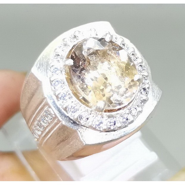 BATU CINCIN Yellowish Topaz Kuning Original RING PERAK