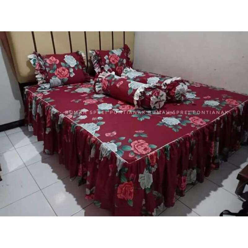 Sprei rumbai motif bunga ukuran 100x200-200x200