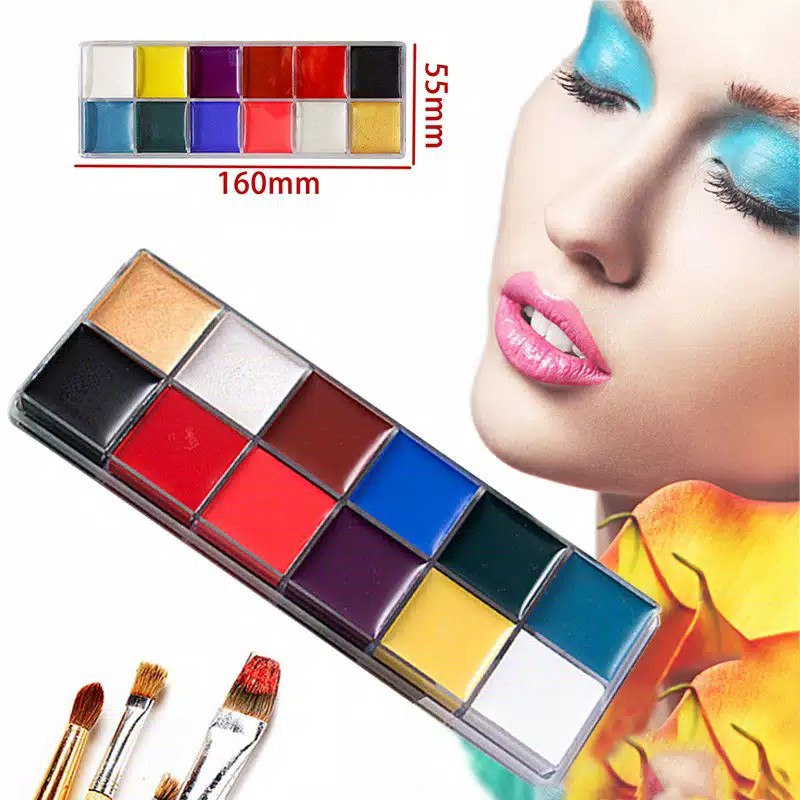 Body Face Painting 12 Warna Palette untuk Pesta Body Paint Kit