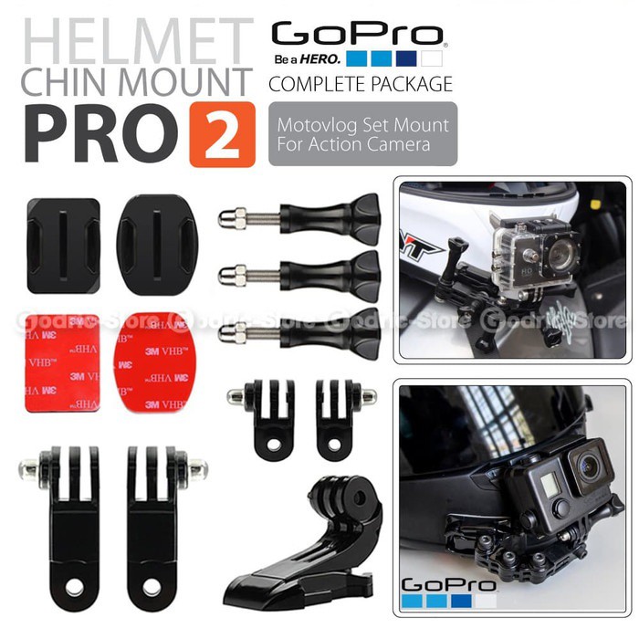 Helmet Chin Mount PRO2 Helm Bike Motovlog for GoPro, Xiaomi Yi, Brica