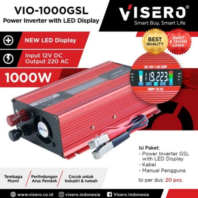 Power Inverter 1000Watt 12V With LCD Digital Display Visero VIO-1000W lightn33 Ayo Order