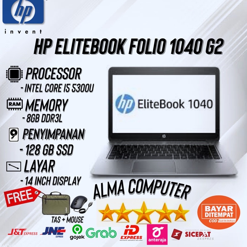 ULTRABOOK HP FOLIO 1040 G2 TOUCHSCREEN RAM 8 SSD 128GB MULUS BERGARANSI