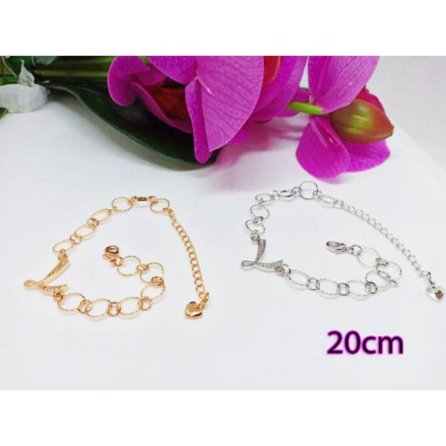 Fourfashion NEW Gelang Huruf Sirkon Rantai Besar XUPING