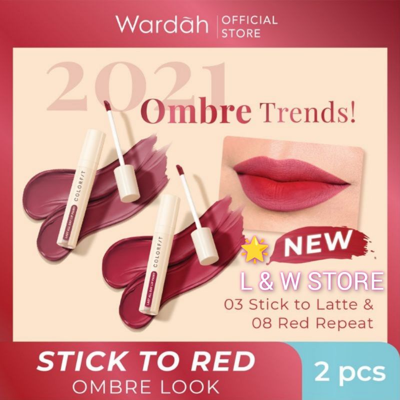 Wardah Colorfit Last All Day Lip Paint Ombre 03 &amp; 08 | Paket Lip Cream Ombre