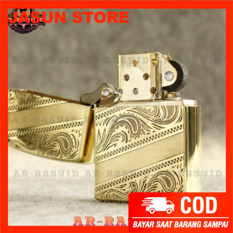 BISA COD! Korek Api Minyak Zippo Motif Ukir Batik 240B