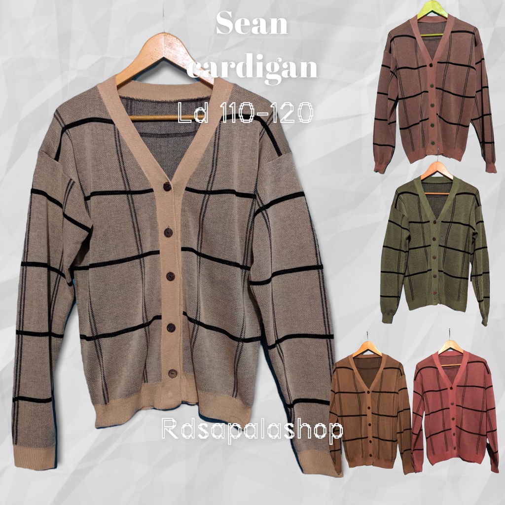 Cardigan Rajut Wanita Oversize premium Sean Kardigan Rajut Motif Kotak Premium