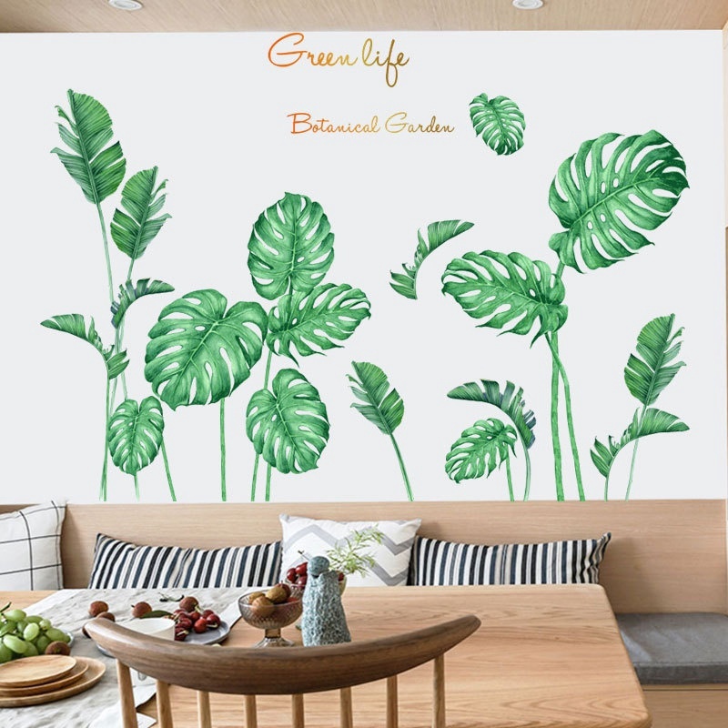 60x90cm Creative Self-adhesive Green Vegetation Wall Stickers Wall Decals for Bedroom Living Room Decor