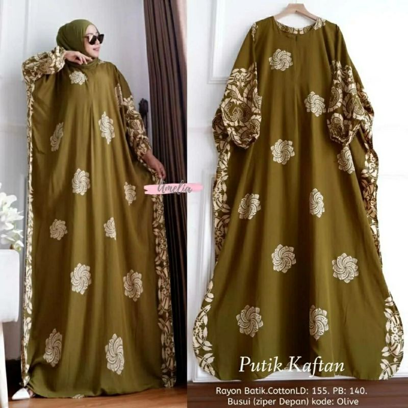 Putik Kaftan, KAFTAN RAYON JUMBO CANTIK FIT XXXL LD 160 BAHAN KATUN RAYON BATIK ZIPPER BUSUI TERMURAH OOTD