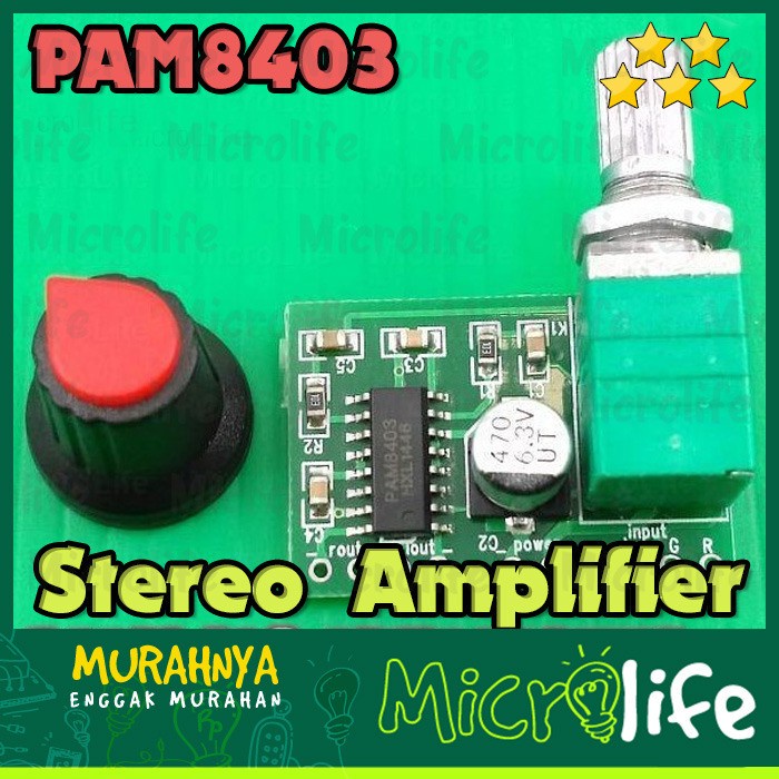 PAM8403 Mini Digital Stereo Amplifier + Free Cap