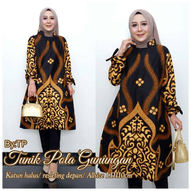 TUNIK POLA GUNUNGAN TUNIK BATIK MURAH  ATASAN BATIK ATASAN WANITA BAJU KERJA KANTOR