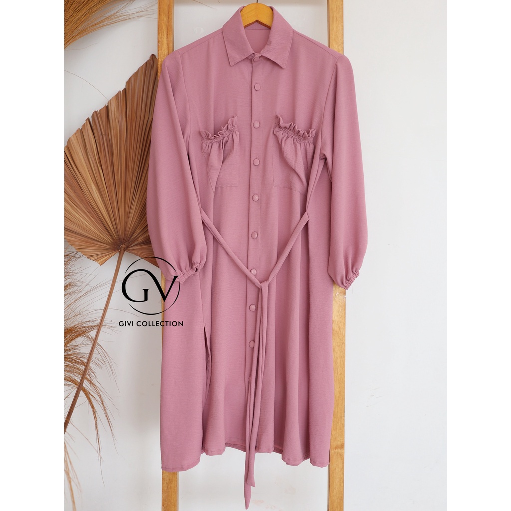 Nindy Cringkel tunik | tunik crinkle | dress kemeja tunik