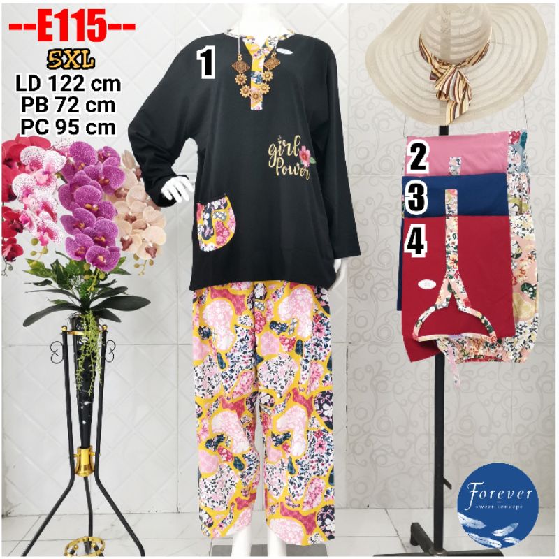 Stelan kaos Forever PP Size 5XL Babydoll Jumbo baju tidur Forever Termurah Kancing Depan E115