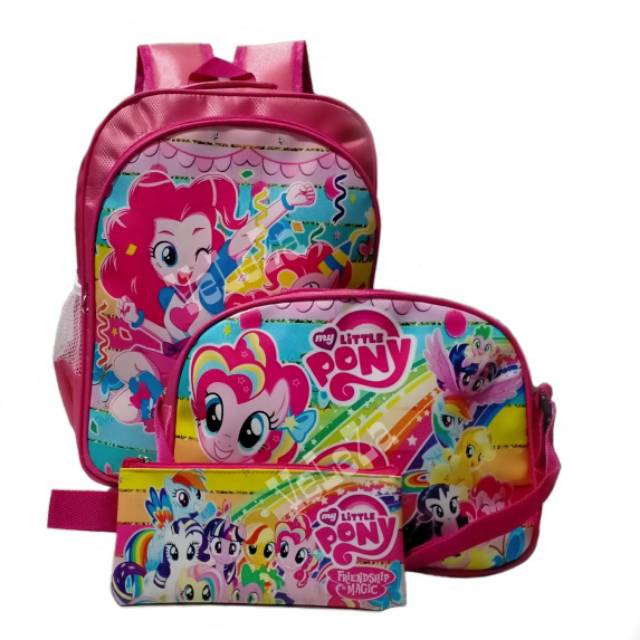 Tas Ransel Anak Perempuan My Little Pony Set 3in1 / Tas Ransel Anak Triple Set