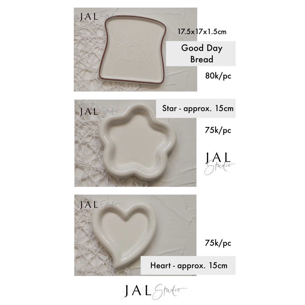 Porcelain Ceramic Watercolor Palette Palet Lukis Cat Air Keramik Porselen Bread / Star / Heart