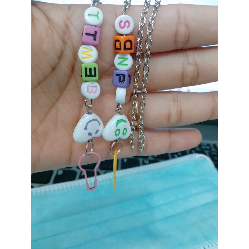 Mask Chain Neck Strap Kalung masker Rantai Manik LOVE Emoji Kalung masker Hijab Strap mask korea