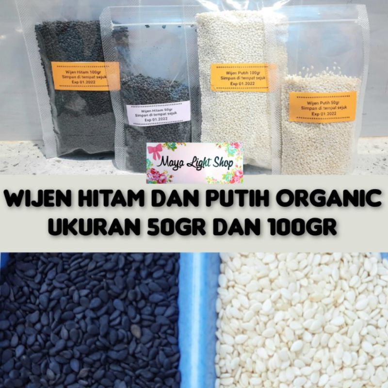 Biji wijen putih wijen hitam 50gr 100gr sesame seed organic white black sesame halal bahan sushi taburan kimbap gimbap kimchi