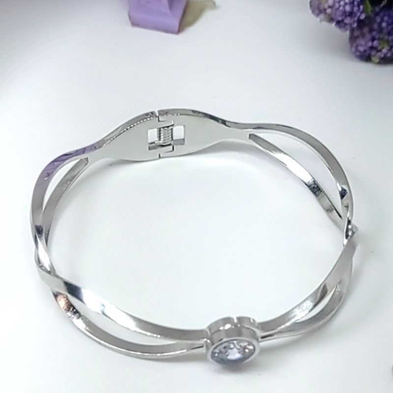 Flash Sale Gelang titanium silver wanita anti luntur