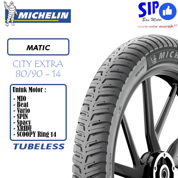 Ban motor matic Michelin City Extra 80 90 14 mio beat vario tubeless (NEW VERSION OF CITY GRIP PRO)