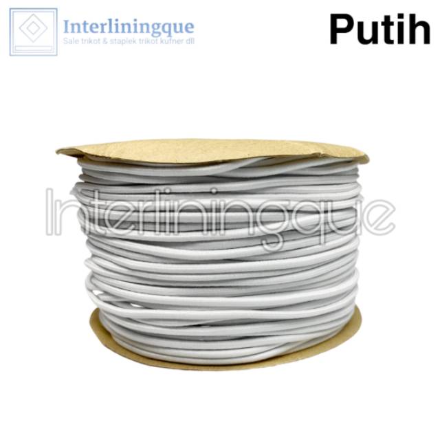Tali Karet Bulat elastis 2,5 mm @100yard Tali Sengkelit Kur String Buat Kancing Kebaya