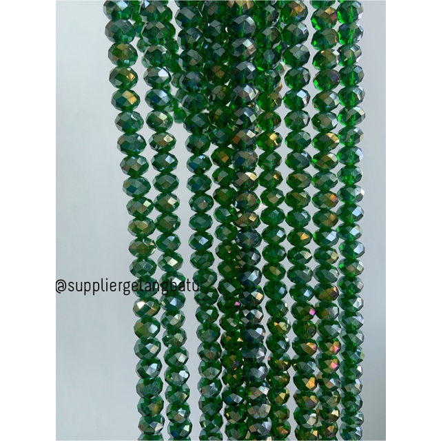 Kristal Ceko 10mm green quartz metallic bahan hijau kuarsa AB metalik