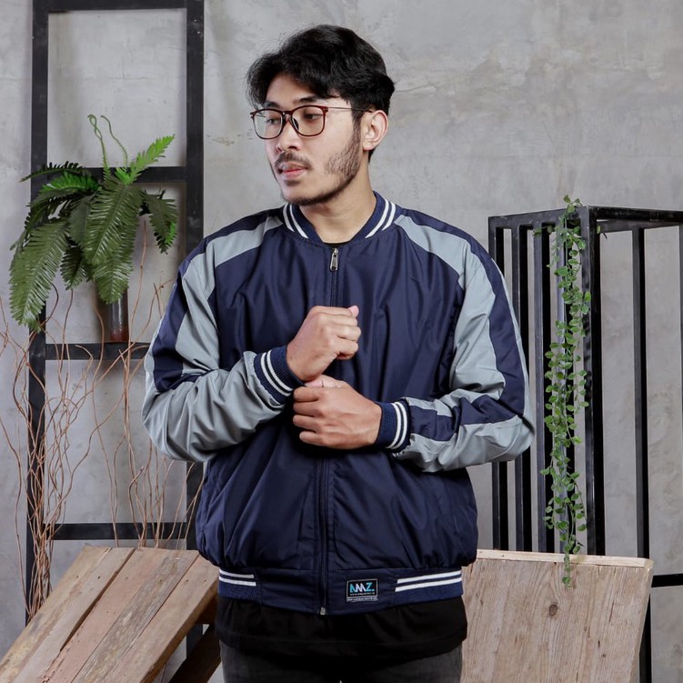 SKJ NAVY |ManNeedMe x AMZ| Jaket Pria Bomber Jaket Parasut Unisex 2 in 1 ORIGINAL