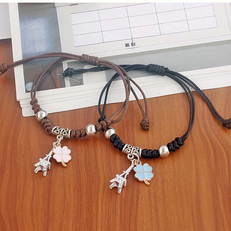 S162 Eropa dan Amerika baru tali kulit lilin tali adjustable anyaman Menara diy gelang bintang yang