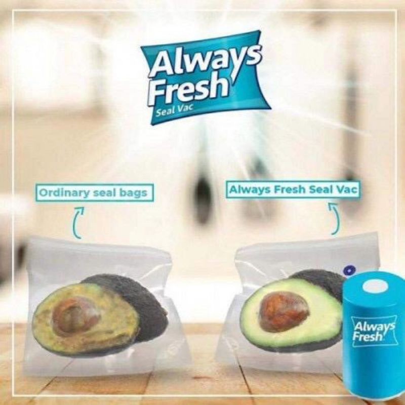 Vacuum Food Sealer ALWAYS FRESH Portable - Vakum Mini Pengawet Makanan ( Free 6 Bag )