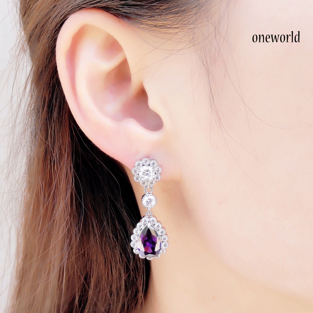 OW@ Women Luxury Water Drop Chandelier Earrings Rhinestone Ear Drops Jewelry for Daily Life