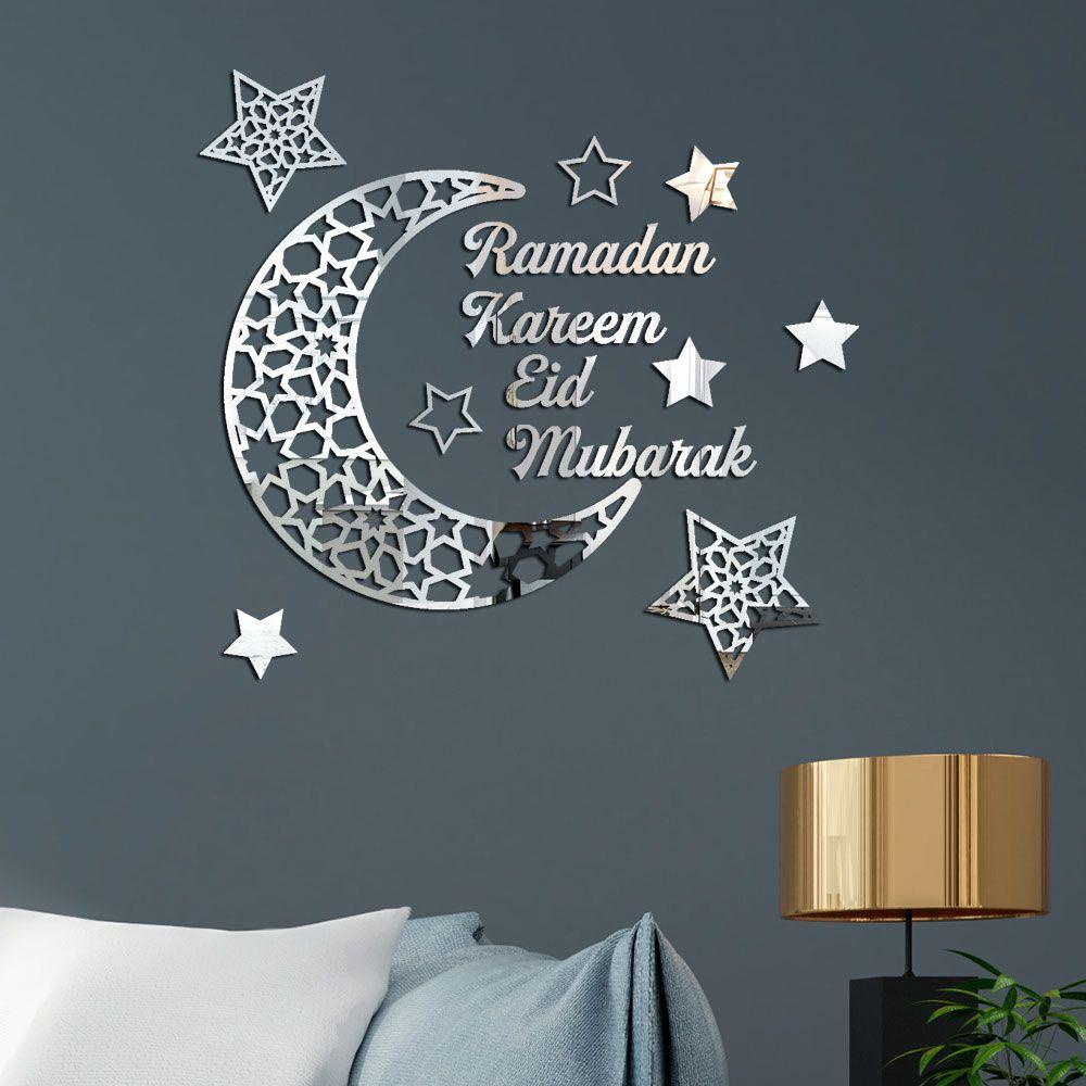 Solighter Stiker Dinding DIY Muslim Ramadhan 3D Removable Eid Mubarak Akrilik Wall Decal