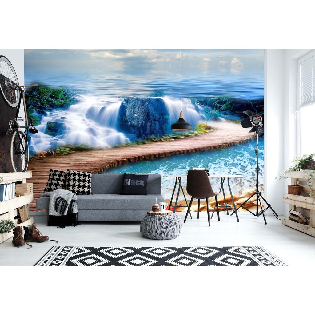 Mural Wallpaper Custom 3d Look Nature Pemandangan Alam