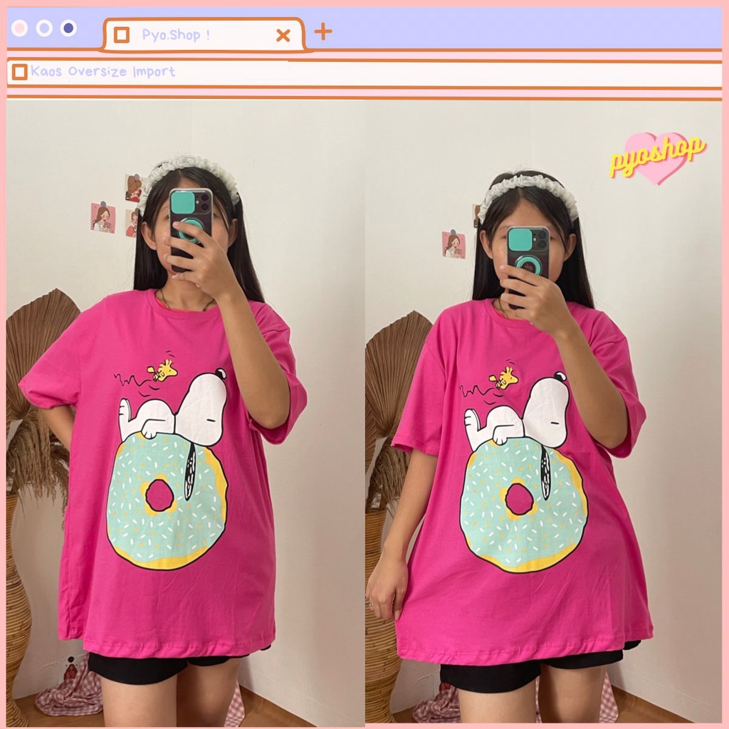 Kaos Oversize jumbo motif Snoopy Donat LD 120