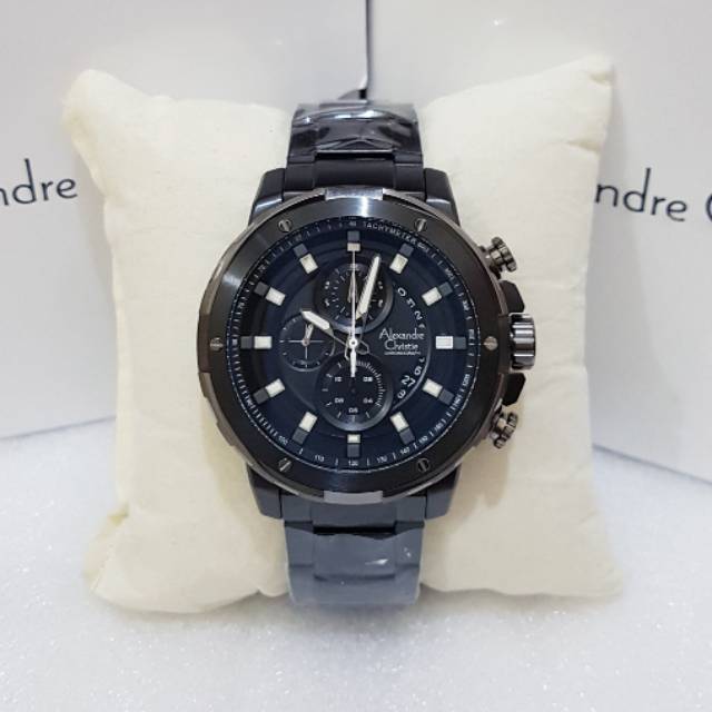 Alexandre christie ac 6528 black jam tangan pria original