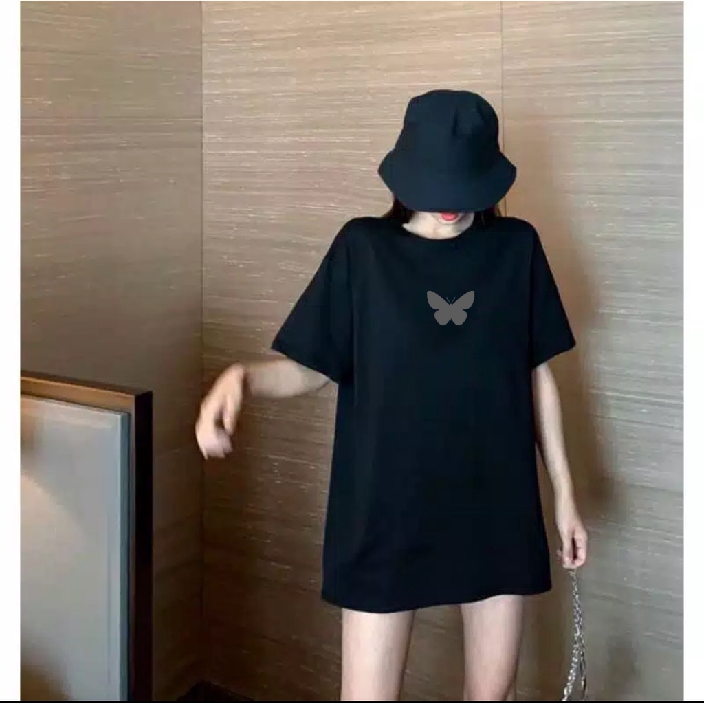 Baju atasan wanita kaos oversize kupu kupu