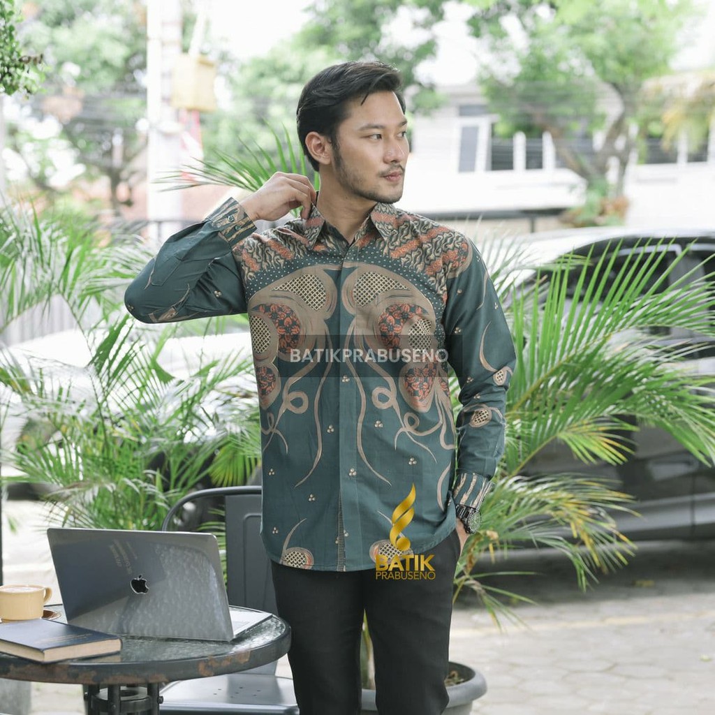 PRABUSENO BATIK TYAGA KEMEJA BATIK PRIA LENGAN PANJANG SLIM FIT  ORIGINAL  PRABUSENO FULL FURING JUM