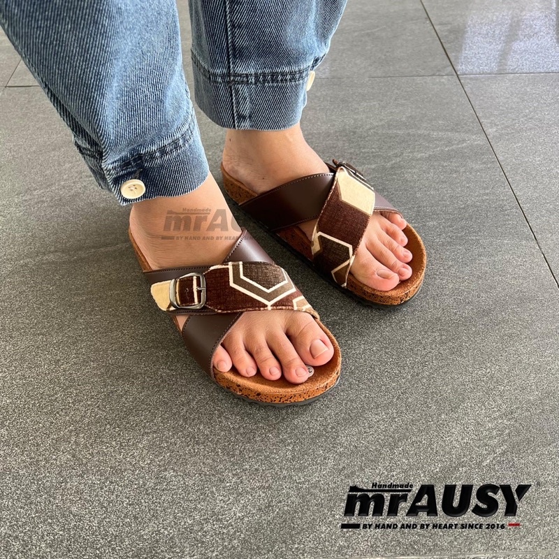 Sandal Selop Birken Wanita Cewek Casual mrAUSY Silang Sofa