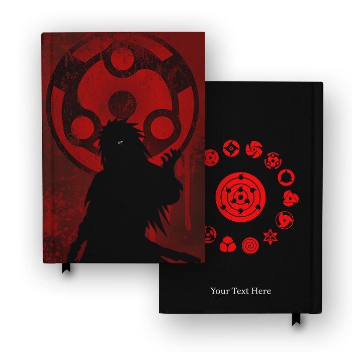 Buku Catatan Madara Uchiha Sharingan Custom Nama Cosplay Hardcover Agenda Diary Jurnal