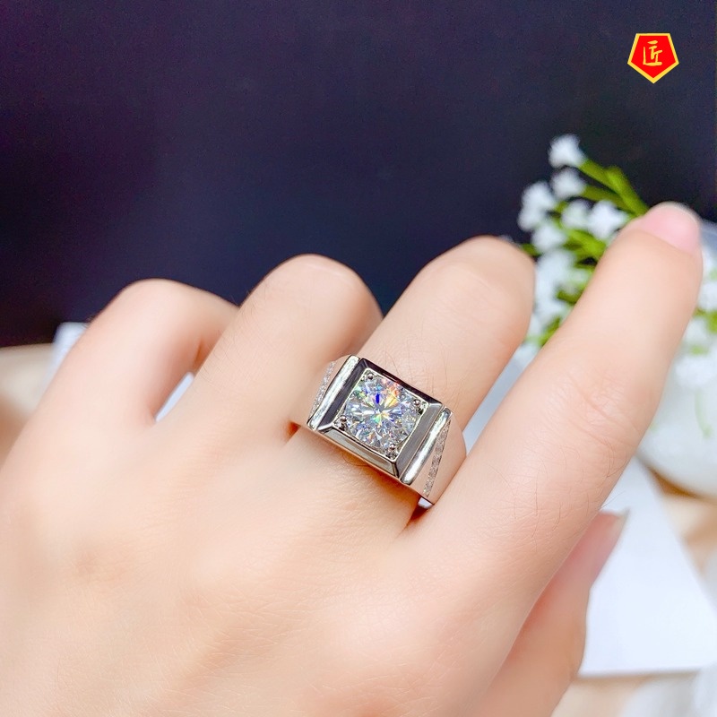 [Ready Stock]Men's Simplicity Pt950 Platinum Moissanite Ring