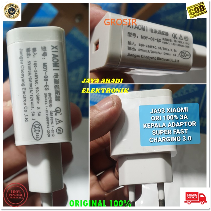 J93 ORIGINAL XIAOMI 3A KEPALA BATOK ADAPTOR CHARGER CASAN SUPPORT FAST CHARGING FLASH QUICK FASTER SPEED QUICK QUALLCOMM ADAPTER UNIVERSAL KABEL DATA DAN SEGALA JENIS HANDPHONE MULTI ORIGINAL VOLT GADGET KEPALA CHARGER BATOK UNIVERSALSUPPORT FAST CHARGING