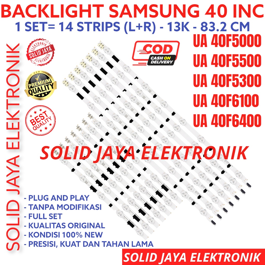 BACKLIGHT TV LED SAMSUNG 40 INC UA 40F5000 40F5500 40F5300 40F6100 40F6400 UA40F5000 UA40F5500 UA40F5300 UA40F6100 UA40F6400 LAMPU BL 40F 13K 3V 13LED KANCING UA-40F5000 UA-40F5500 UA-40F5300 UA-40F6100 UA-40F6400 LAMPU BL LED 40INCH 40INC 40IN LED