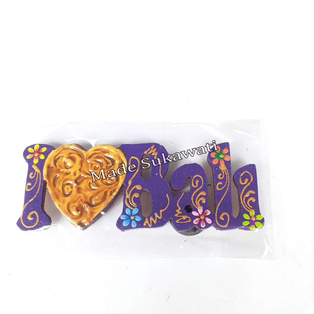 Hiasan Magnet tempelan kulkas I Love Bali kerajinan tangan handmade