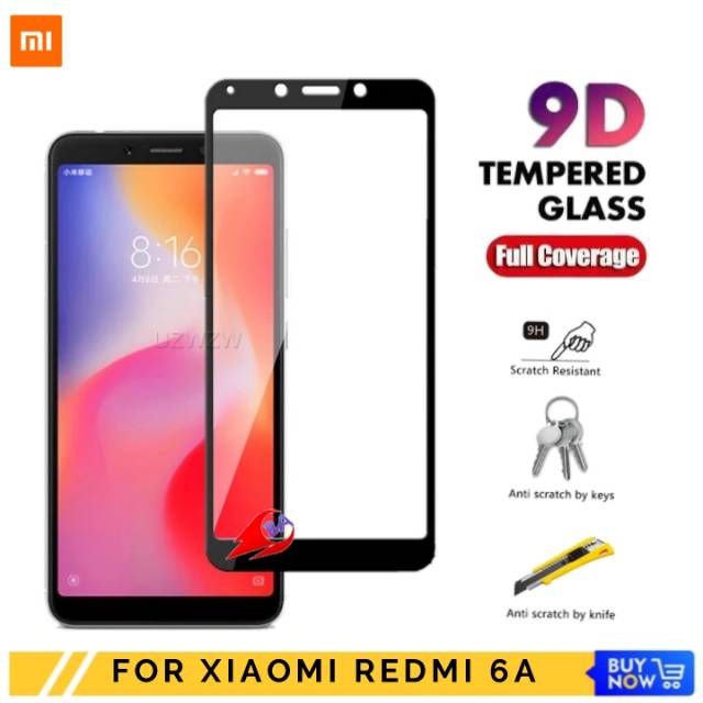 Tempered Glass Xiaomi Redmi 6A Full Screen Guard Protector-TG Anti Gores Redmi 6A Full Layar Premium