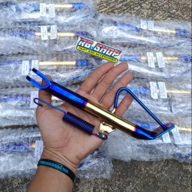 standar samping pendek two tone 2tone 2 tone blue gold m-slaz ninja rr satria fu heng thailand
