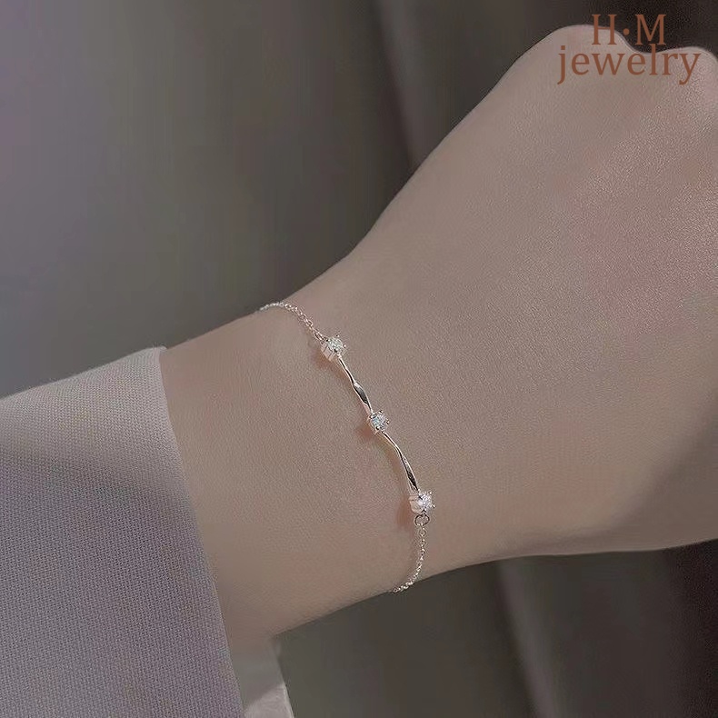 2022 Gelang Tangan Model Rantai Twist Hias Berlian Imitasi Gaya Korea Untuk Wanita