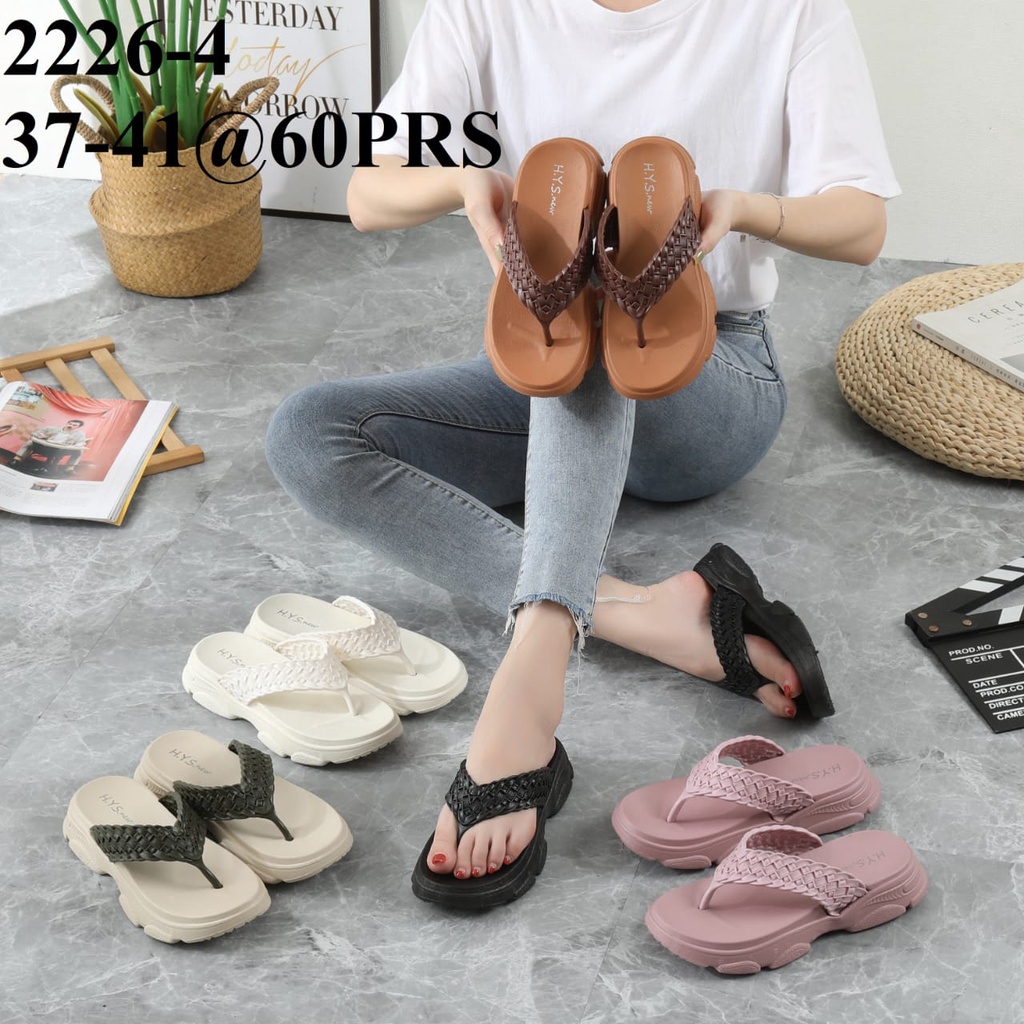 Sandal Jepit Wanita Import Sol Tebal Motif Anyam Kotak &amp; Anyam Polos Winola Collection WNL 2226-1/2226-4