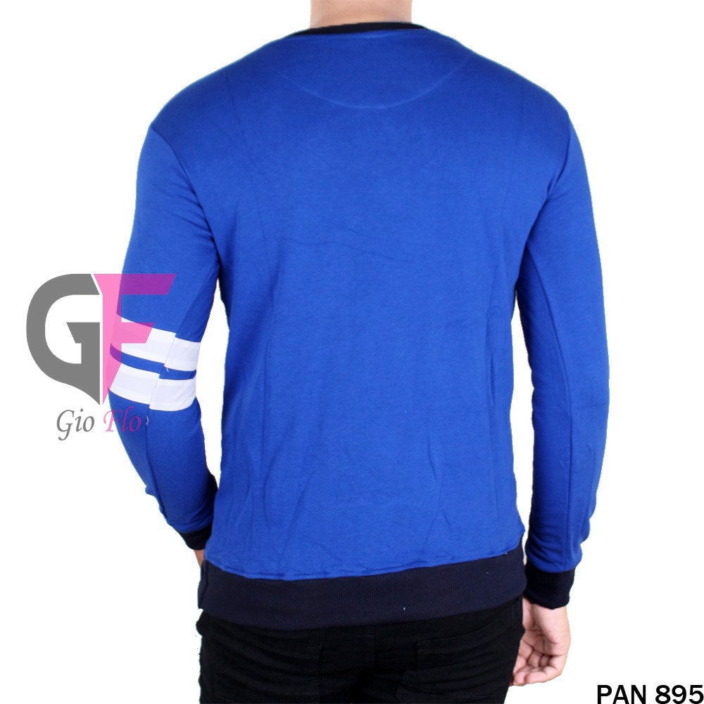 GIOFLO Kaos Panjang Pria Keren Double Stripe Blue / PAN 895