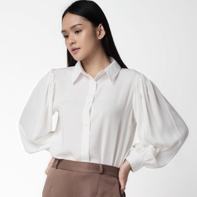 KEMEJA SEORI LENGAN TOPS 252-39179 WHITE PANJANG PUFF BENHILL WANITA O DFGD65465